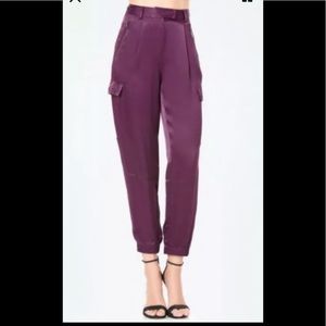 Bebe x co+co satin cargo pants wine burgundy 4 S